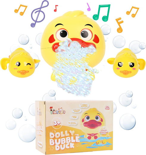 Duck Bubble Bath Toy with Musical Ducklings | Toddler & Kids Bubble Machine | Fun Bathtub Toys with Swimming Duck Toys | Safe & Joyful Toddler Bat...