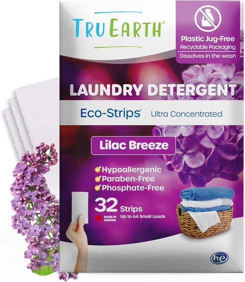 Tru Earth Compact Dry Laundry Detergent Sheets - Up to 64 Loads (32 Sheets) - Paraben-Free - Original Eco-Strip Liquidless Laundry Detergent, Trav...