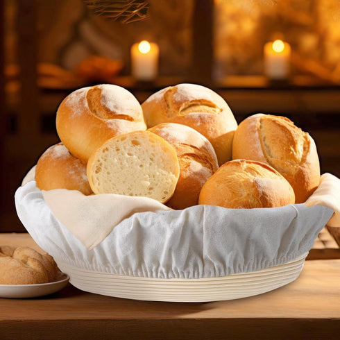 2 Pcs Bread Proofing Basket Cloth Liner, Oval Baking Dough Sourdough Baskets Cover Proofing Cloth for Bakery Home Baking- about 10 inch...