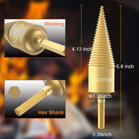 Firewood Log Splitter, Hex Shank Drill Bit Wood Splitters Heavy Duty Screw Wood Splitting Tool for Electric Drills, Split Wood Drill Bits...