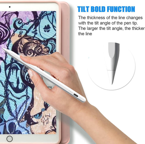 Stylus Pen for iPad (2018-2021 Series:iPad/iPad Mini/iPad Pro/iPad Air) with Palm Rejection,Power-Show,Smart Tilting,Magnetic Adsorption,Accurate,...