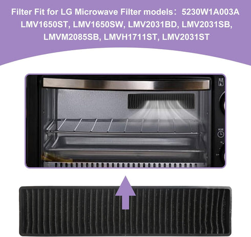 Microwave Charcoal Filter for LG 5230W1A003A LMV1650ST LMV1650SW LMV2031BD LMVM2085SB LMV2031SB LMV2031ST LMVH1711ST Replacement Filter (Pack of 1...
