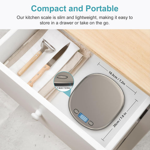Ultrean Food Scale 33lb/15Kg Digital Kitchen Scale for Food Ounces and Grams Cooking Baking, 1g/0.1oz Precise Graduation, USB Rechargeable, 6 Weig...