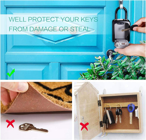 ORIA Key Lock Box, Key Safe Box, 4 Digit Combination Key Storage Lock Box Waterproof, 5 Keys Capacity with Removable Shackle for Indoor Outdoor, S...