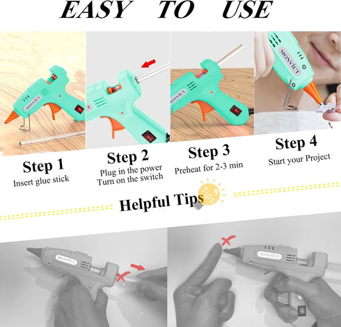 MONVICT Hot Glue Gun Kit, Mini Glue Gun with Carrying Case,20 Pcs Premium Glue Sticks, 10 Pcs Wood Craft sticks, Fast Preheating Hot Melt Glue Gun...
