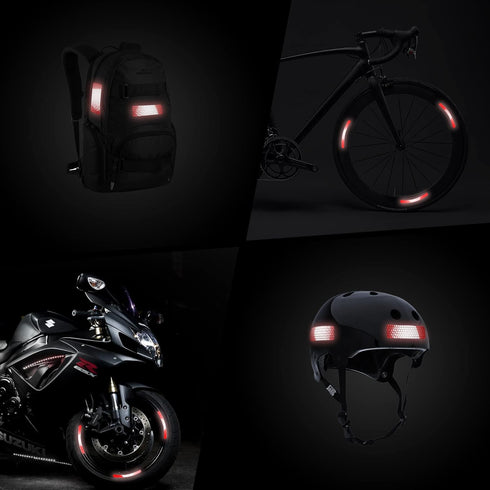 Reflective Stickers for Bikes 18pc (red)-Waterproof, High Visibility Bike Stickers for Flat Surfaces-Nighttime Safety Reflective Stickers for Helm...