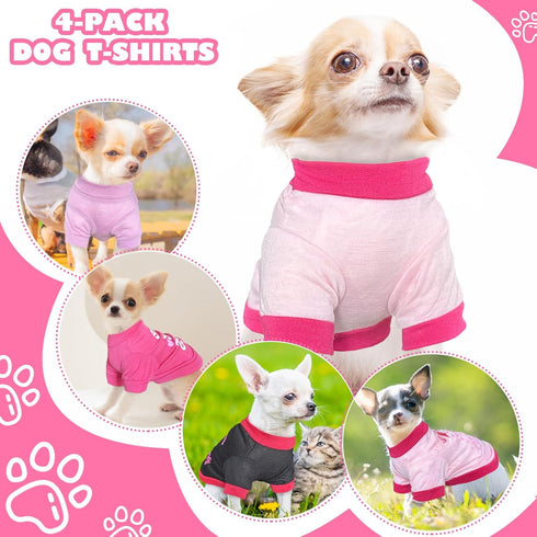 Kallfir's cutie 4 Pieces Dog Clothes for Small Dogs Girl Summer Spring Dog Shirts Cute Soft Chihuahua Yorkie Clothes Pet T-Shirt Breathable Puppy ...