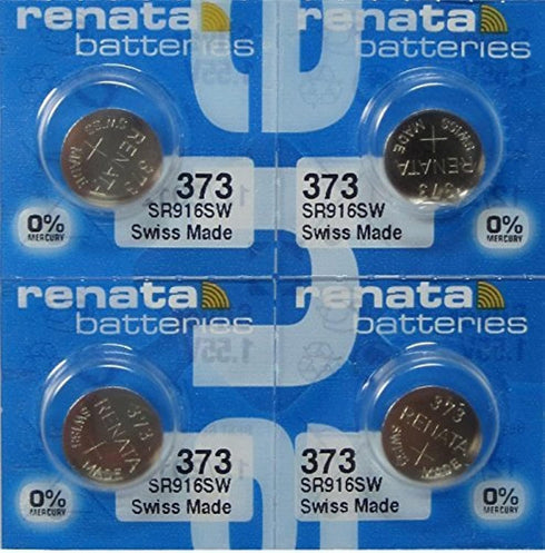 4 Renata 373 Button Cell Watch 0% Hg Mercury Free Batteries...