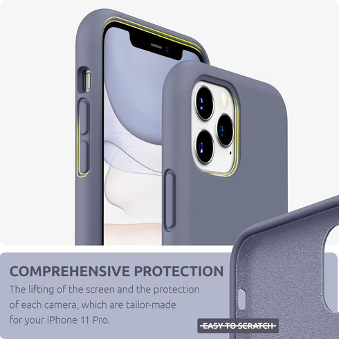 SURPHY Compatible with iPhone 11 Pro Case 5.8 inches, Thickened Liquid Silicone Phone Case (with Microfiber Lining) for 11 Pro 2019, Lavender Gray...