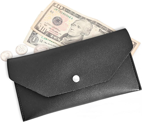 Cash Envelope Wallet, PU Leather Cash Envelope, Reusable Waterproof Budget Envelope for Man and Women (Black)...