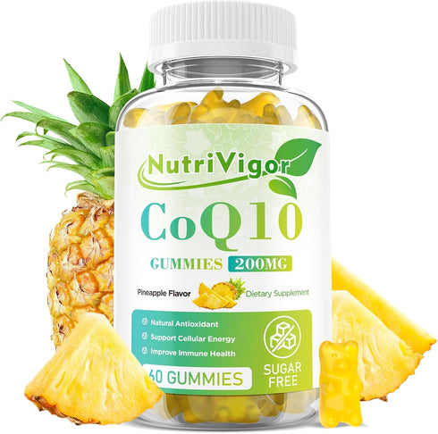 CoQ10 Gummies, Coenzyme Q10 Supplement 200mg, High Absorption CoQ10 Supplement for Cellular Energy and Immune Health, Vegan, Gluten Free, Pineappl...