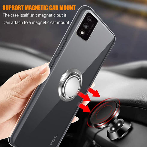 Case for TCL 30T (T603DL) Phone Case Clear with Ring Kickstand,Tempered Glass Screen Protector, Shockproof (Clear)...