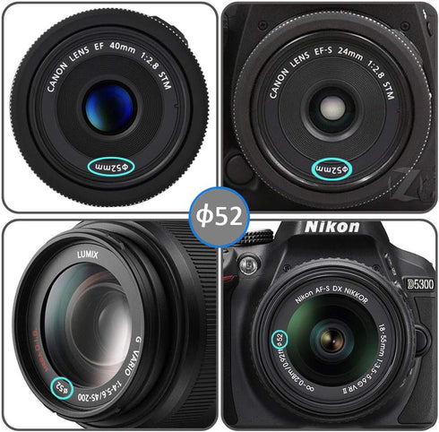 52mm HD UV Filter for D5300 D3500 D850 D7500 Camera w/AF-S DX 18-55mm f/3.5-5.6G Lens, Fire Rock UV Filter for Canon EOS 90D, Rebel T7 w/EF-M 55-2...