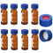 FOUR E'S SCIENTIFIC 2ml Autosampler Vials 100 Pack - HPLC Vial | 9-425 Amber Vial with Blue Screw Caps | Writing Patch | Graduation | White PTFE &...