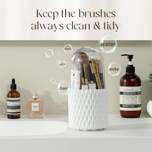 Makeup Brush Holder Organizer - 360° Rotating Makeup Brush Organizer 5 Slot Make up Brushes Cup for Cosmetics, Lipsticks, Art Supply, Bathroom Van...