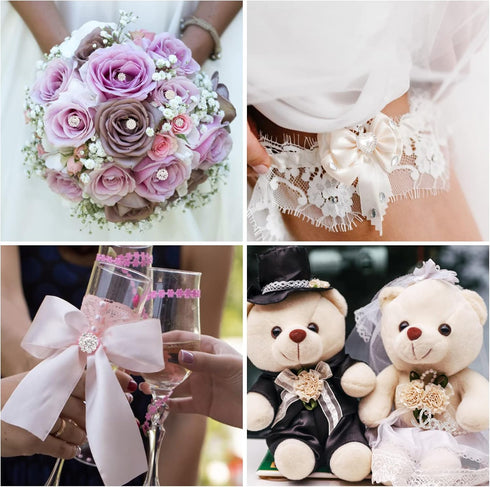 Rhinestone Flower Buttons, 45 Pcs Pearl Buttons Flat Back Rhinestone Buttons Embellishments DIY Crafts for Wedding Party Clothes Bags Jewelry Maki...