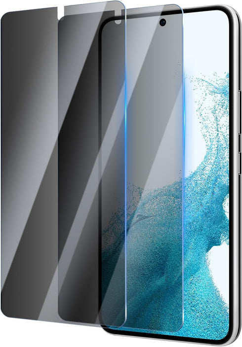Privacy Screen Protector for Samsung Galaxy S22 Plus/S23 Plus 6.6 Inch 2 Pack, Tempered Glass Film Anti-Spy Scratch Resistant 9H Hardness Case Fri...