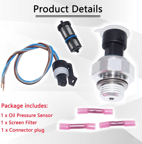 Engine Oil Pressure Sensor Switch Sending Unit with Screen Filter and Plug D1846A Compatible with Chevrolet Chevy Silverado GMC Sierra Cadillac Es...