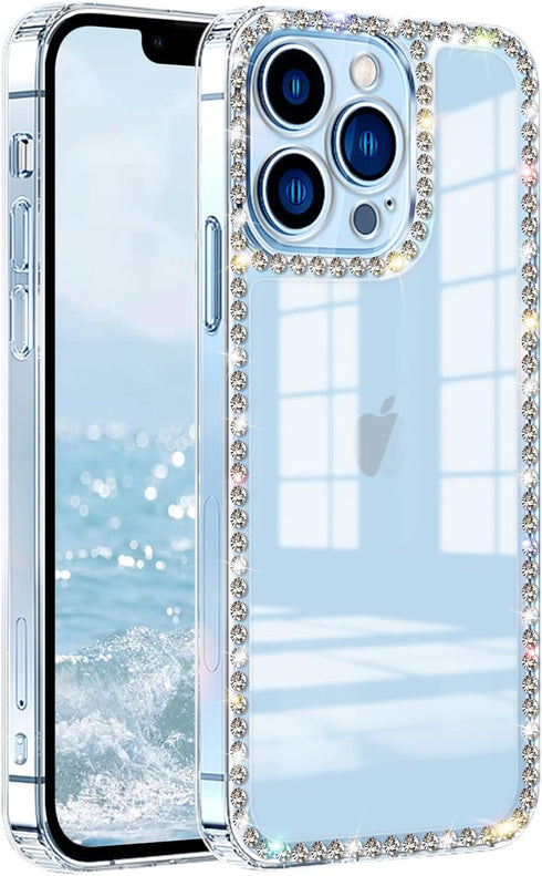 Compatible with iPhone 11 Clear Case Bling Diamond Rhinestone Cute for Girls Women Girly Case Glitter Shiny Sparkle Bumper Design Soft Silicone Lu...