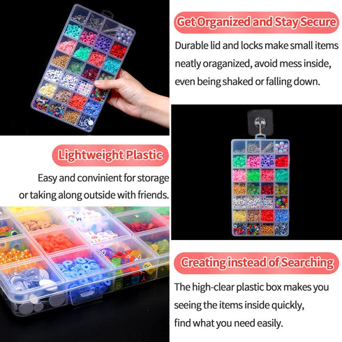 IOOLEEM 28 Grids Plastic Bead Organizer Box, Organizer Container Storage Box, Dividers for bead arts and crafts....