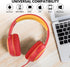 A10 Kids Headphones with Microphone, Lightweight Folding Stereo Bass Headphones with 1.5M No-Tangle Cord, Portable Wired Headphones for Smartphone...