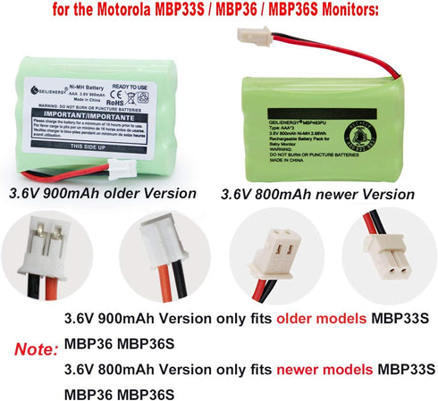 GEILIENERGY BT188645/BT288645 3.6V 900mAh Ni-MH Battery Pack, Also Compatible with VTech BT207695 VM312 VM3251 VM3252 VM3261 Digital Video Baby Mo...