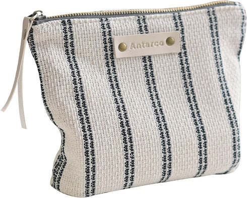 Makeup Bag for Women,striped Canvas Travel Makeup Bag,for Purse Zipper Cosmetic Bag,Tool Pouch for Women and Girls (Double Stripes)...