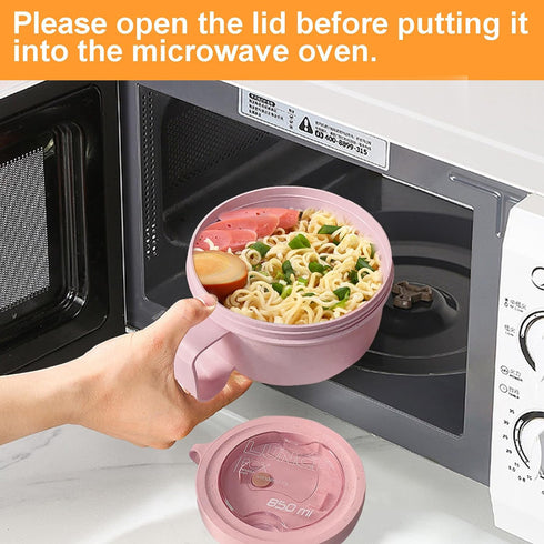 2Pack 28.7oz Wheat Straw Microwave Ramen Bowl Set Noodle Bowls With Lid and Spoon,Improved Easy-Grip Design for On-the-Go - Holds Soup, Rice, Cere...