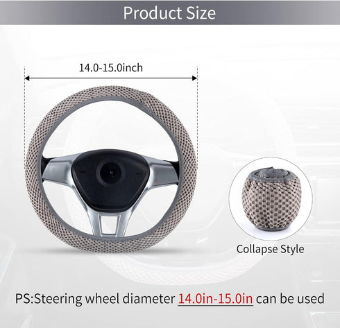 Car Stretch Elastic Steering Wheel Cover, Car Wheel Cover, Microfiber Breathable Ice Silk, Anti-Slip Steering Wheel Protector, Car Interior Access...
