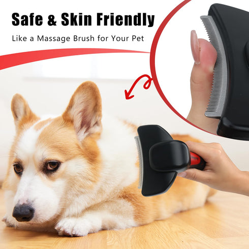 HOP Dog Deshedding Brush for Short Haired Dogs Cats Pets Professional Deshedding Tool Anti-Slip Handle & Detachable Head Highly Effective Deshedde...