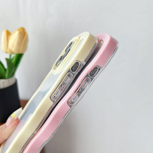 Caseative for iPhone 15 Pro Case, Cute Curly Wave Frame Shape Shockproof Soft Compatible with iPhone Case (Pink,iPhone 15 Pro)...