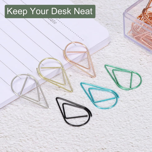 YOKIVE 100 Pcs Paper Clips, Drop-Shaped | Keep Desk Neat, Great for Art, Home, Daily Use (Blue, 1-Inch)...