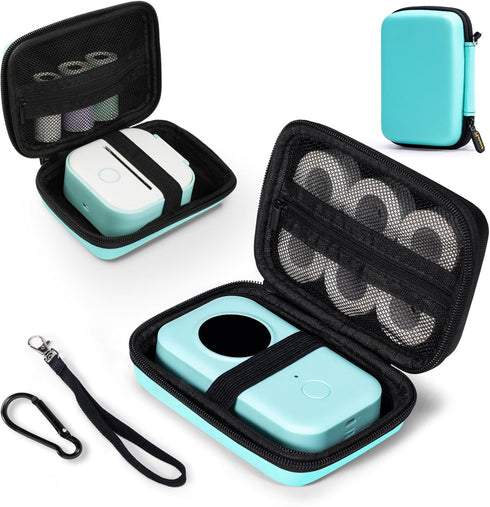 Memoking T02 Hard Storage Case - Compatible with Phomemo D30, SUPVAN E10, NIIMBOT D11, JADENS D110 and More, with Zipper Mesh Pocket, Waterproof S...
