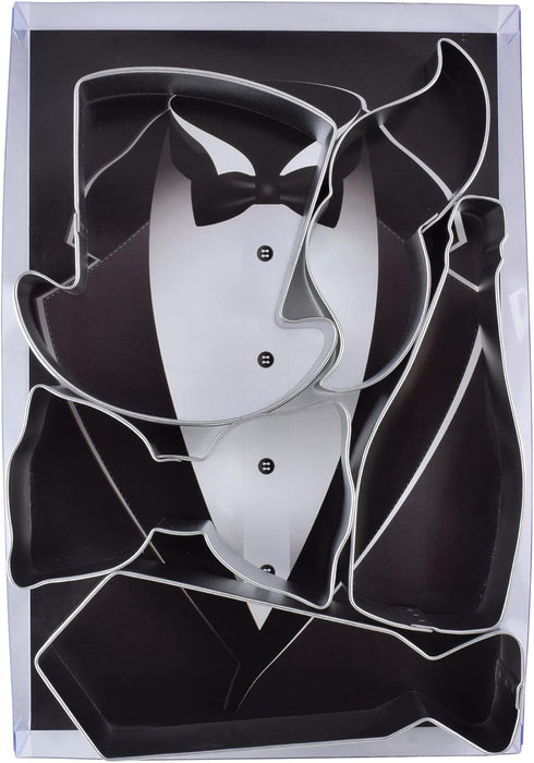 R&M International Handsome Gents Cookie Cutters, Bow Tie, Top Hat, Moustache, Champagne Bottle, Neck Tie, 5-Piece Set,Multicolor...