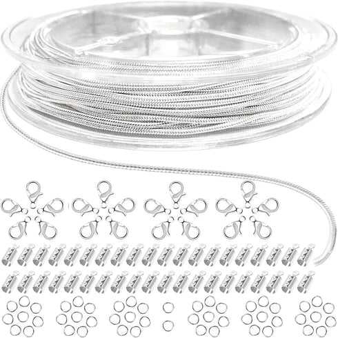 Jishi 33ft Silver Snake Chain 1.2mm Jewelry Making Chains for Necklace Bracelet DIY Jewelry Supplies Findings - Silver Plated Round Snake Cable Ch...