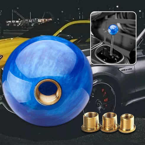 Shift knob Round Ball Marble Style Universal for Manual Automatic Vehicles with 3 adapters (Blue)...
