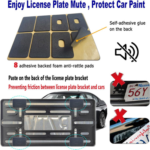 Aootf Front License Plate Bracket- Universal Bumper Mounting Kit, Car Tag Holder Adapter & Black Aluminum Plate Cover, Anti-Theft Lock Screw Bolt ...