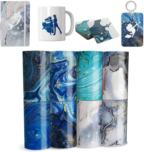 Lucky Goddness Marble Sublimation Transfer Ink Paper, 4.5"x12"Heat Tranfer Paper for Blank T-Shirts Cup Coasters Mug,8PCS...