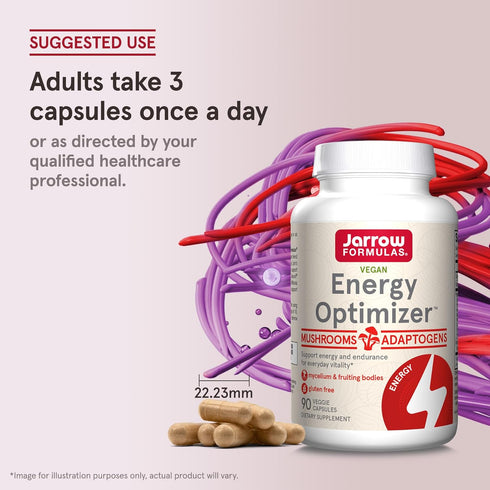 Jarrow Formulas Energy Optimizer with Cordyceps, Reishi, Lions Mane, Shiitake, King Trumpet, and Turkey Tail Mushrooms, Dietary Supplement with As...