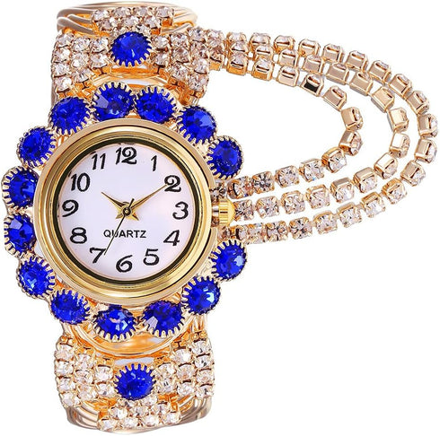 CdyBox Ladies Diamond-studded Watched Quartz Wristwatch Fashion Open Alloy Bracelet Watch 4 Pack...