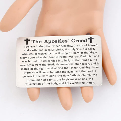 Gzrlyf The Apostles Creed Wallet Card I Believe in God Christian Engraved Wallet Insert Christian Prayer Gifts Religious Gift(Apostles Creed Walle...