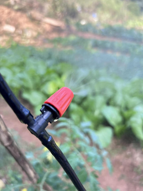 50pcs Garden Irrigation Spray Emitter, Adjustable 360 Degree Flow Micro Spray Nozzle with 1/4" Barbed Tee Fittings,Drip Irrigation Head for Garden...
