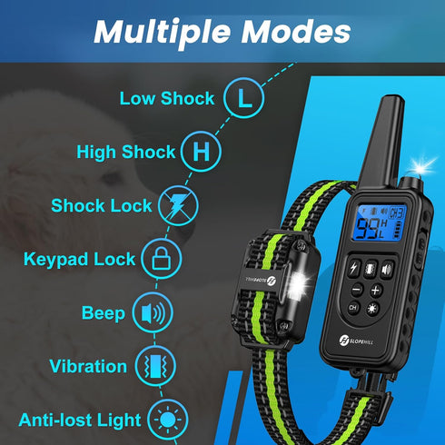 Dog Training Collar with 7 Training Modes, 2600Ft Remote Electronic Dog Shock Collar, Electric Shock Collar for Small Medium Large Dogs (Green)...