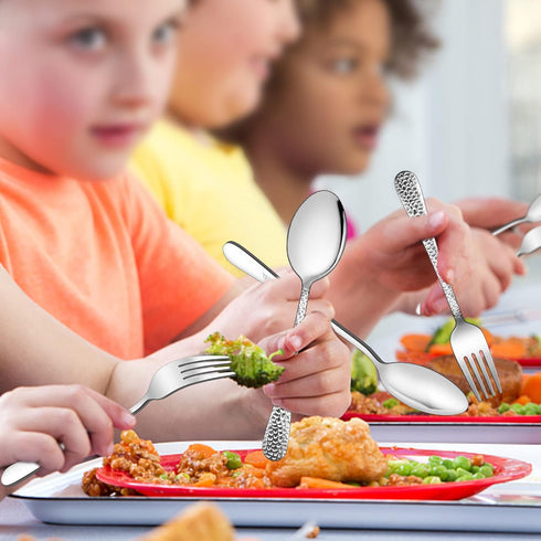 LIANYU 10-Piece Kids Silverware Set, Includes 5 Kid Spoons, 5 Kid Forks, Stainless Steel Toddler Utensils Children Flatware Set, Child Preschooler...