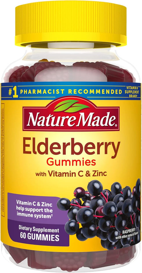 Nature Made Elderberry with Vitamin C and Zinc, Dietary Supplement for Immune Support, 60 Elderberry Gummies, 30 Day Supply...