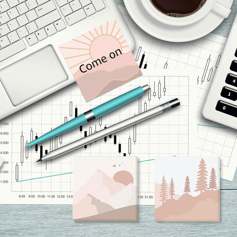 12 Pads Pastel Sticky Notes Boho Style Sticky Notes Assorted Boho Pattern Styles Note Taking Supplies Aesthetic Sticky Notes Cute Self Stick Note ...