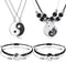 8 Pieces Matching Yin Yang Pendant Necklace Bracelet Set Couple Necklace Adjustable Cord Bracelet Black White Bracelet Accessories for BFF Friends...