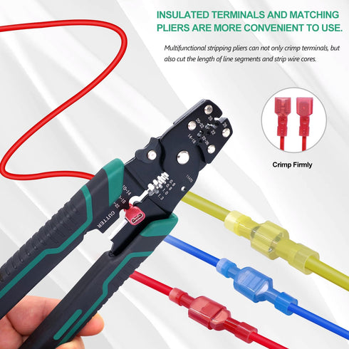 Twidec/100PCS Nylon Spade Connectors Kit 22-10 Gauge Quick Disconnect Fully Insulated Male and Female Wire Spade Terminal Assortment Kit And Wire ...