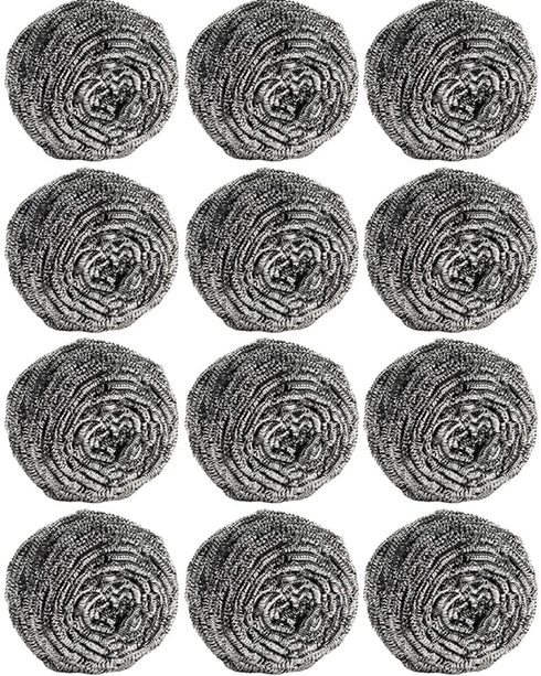 12Pcs Steel Wool Scrubber Pads for Cleaning Dishes, Pans, Pots, Ovens, Grills, Sinks - Stainless Steel Scrubbers for Kitchen, 12 Pack...