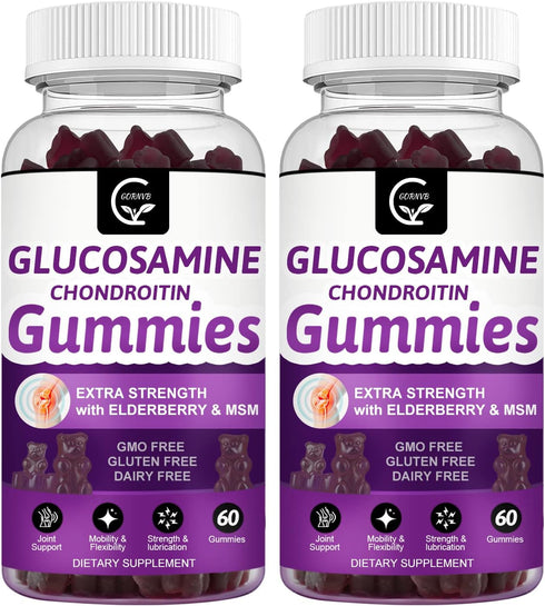 Glucosamine Chondroitin Gummies with MSM & Elderberry Extra Strength - Joint Support, Antioxidant Immune Support Supplement for Adults, Men & Wome...